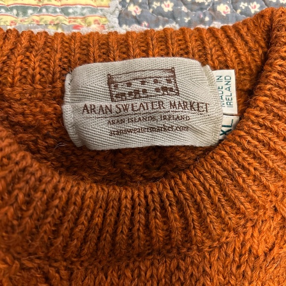 Aran Sweater Market Womens Sz XL Russet 100% Virgin Wool Cable Knit IRELAND - Picture 3 of 5